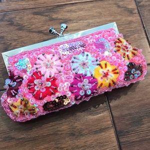 Pink Beaded clutch handbag
